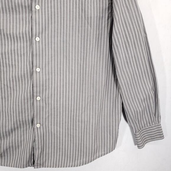 Perry Ellis Shirt Mens Extra Large Gray White Striped Casual Preppy Button Up - Picture 4 of 10